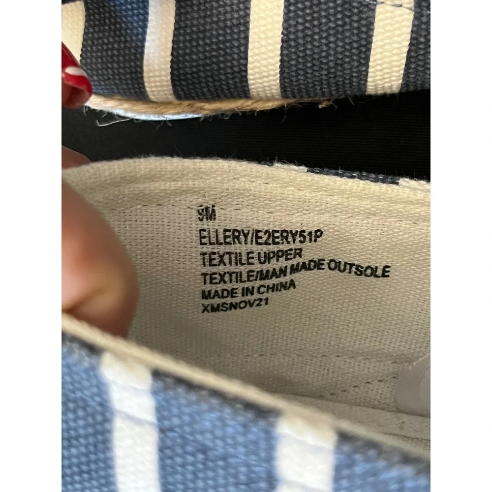 Esprit Women's Striped Canvas Espadrille Flats Shoes Navy White Size 9‎